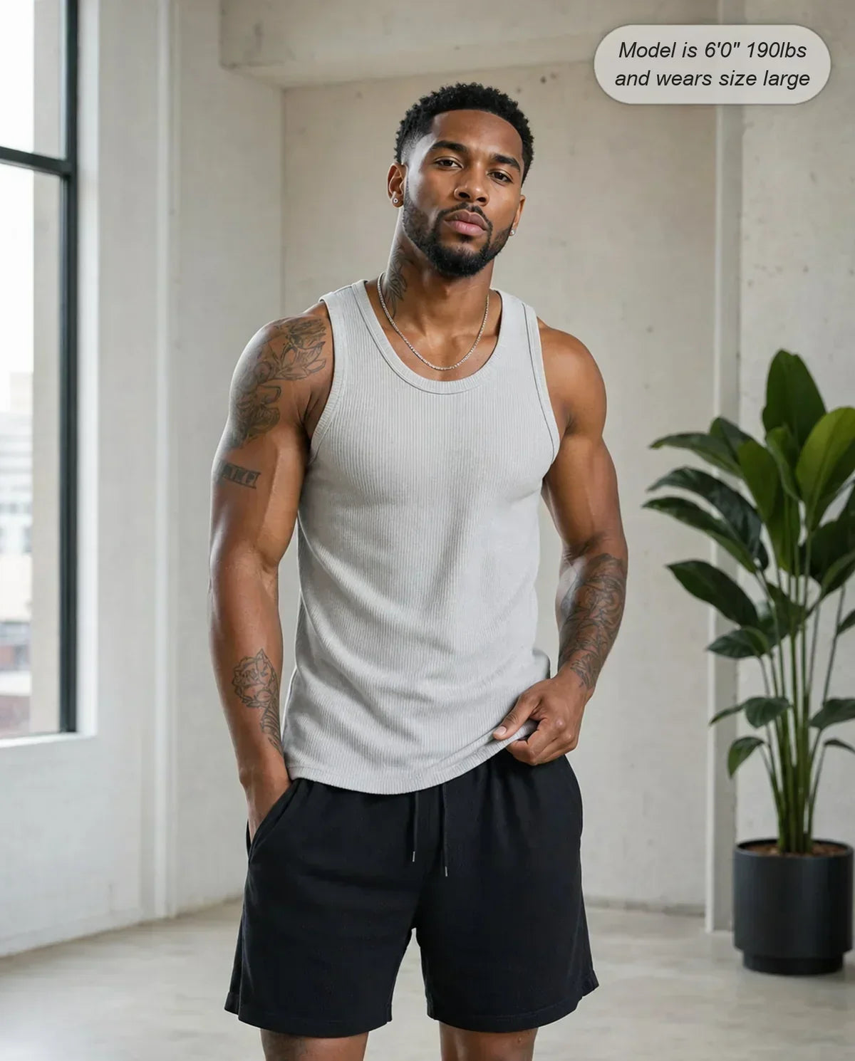 đź’ťđź’ťMen's Wide Strap Ribbed Tank Top
