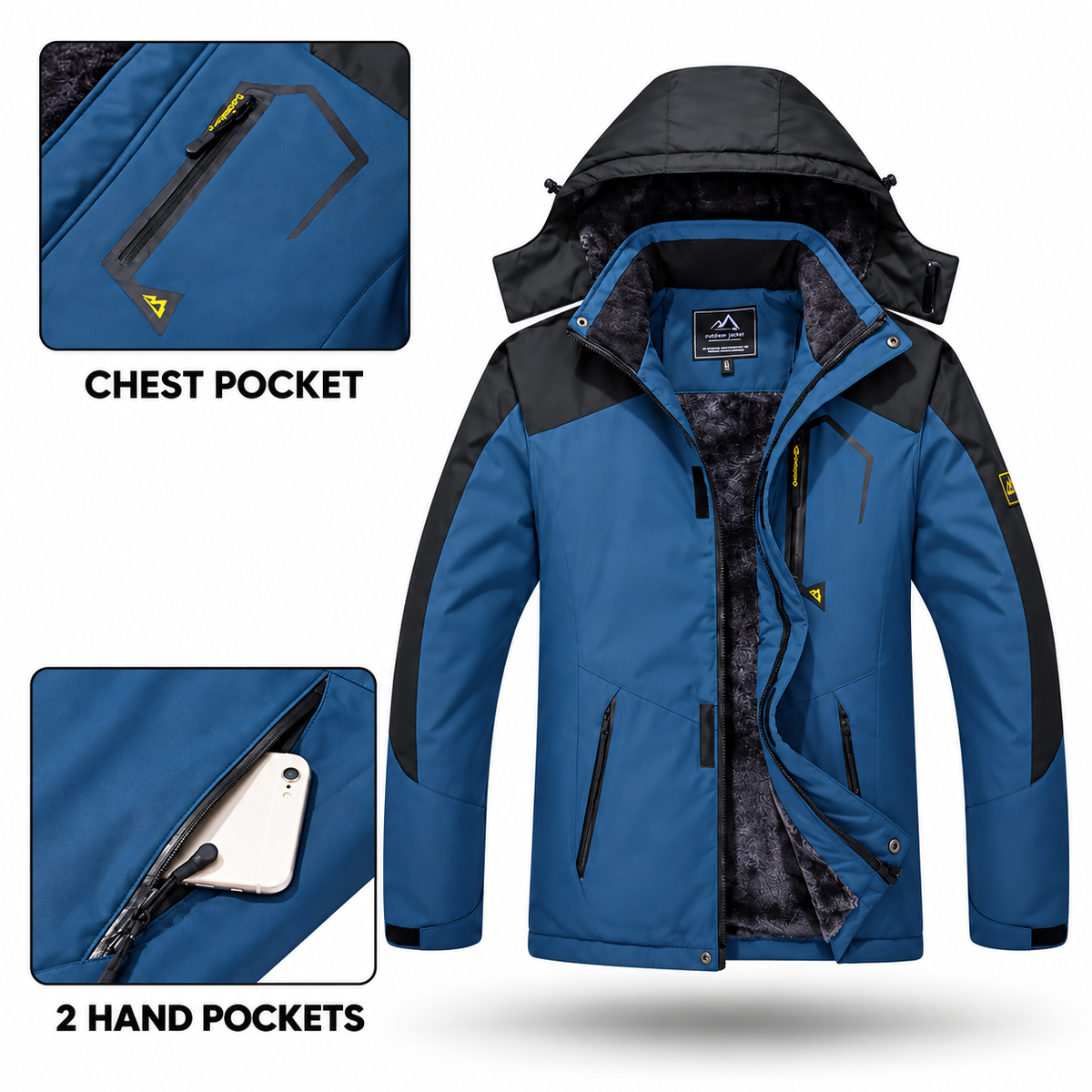 Men's Fleece-Lined Waterproof-Resistant Outdoor Jacket