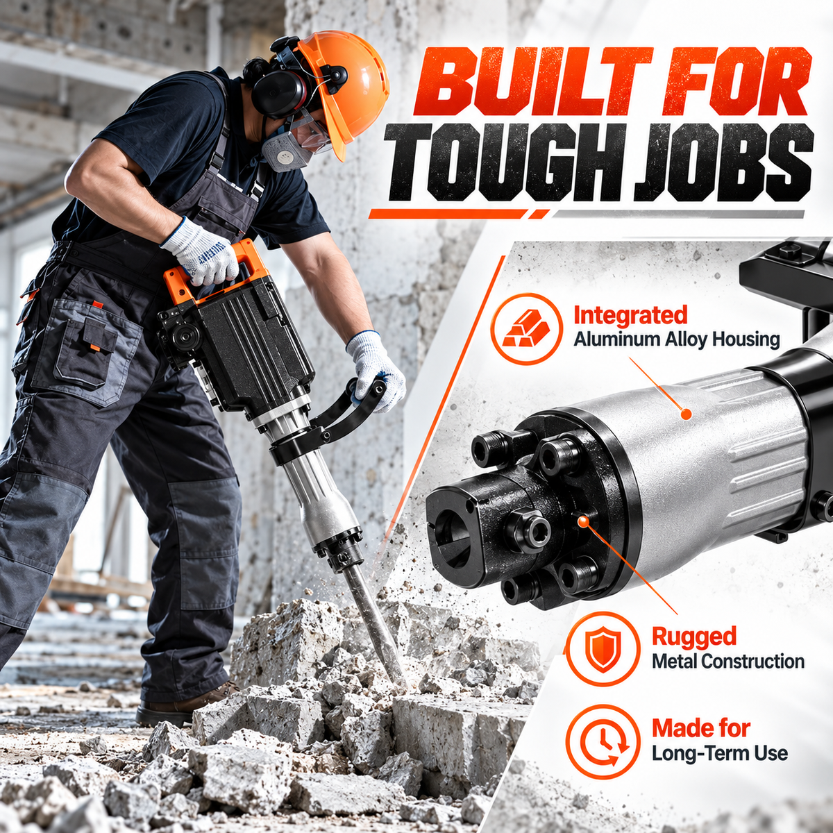 Professional 2200W Demolition Hammer – Powerful Concrete Breaker With Complete Tool Kit