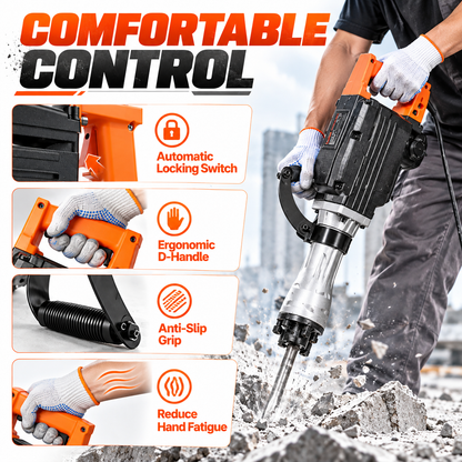 Professional 2200W Demolition Hammer – Powerful Concrete Breaker With Complete Tool Kit
