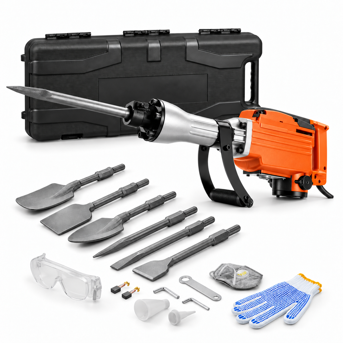 Professional 2200W Demolition Hammer – Powerful Concrete Breaker With Complete Tool Kit