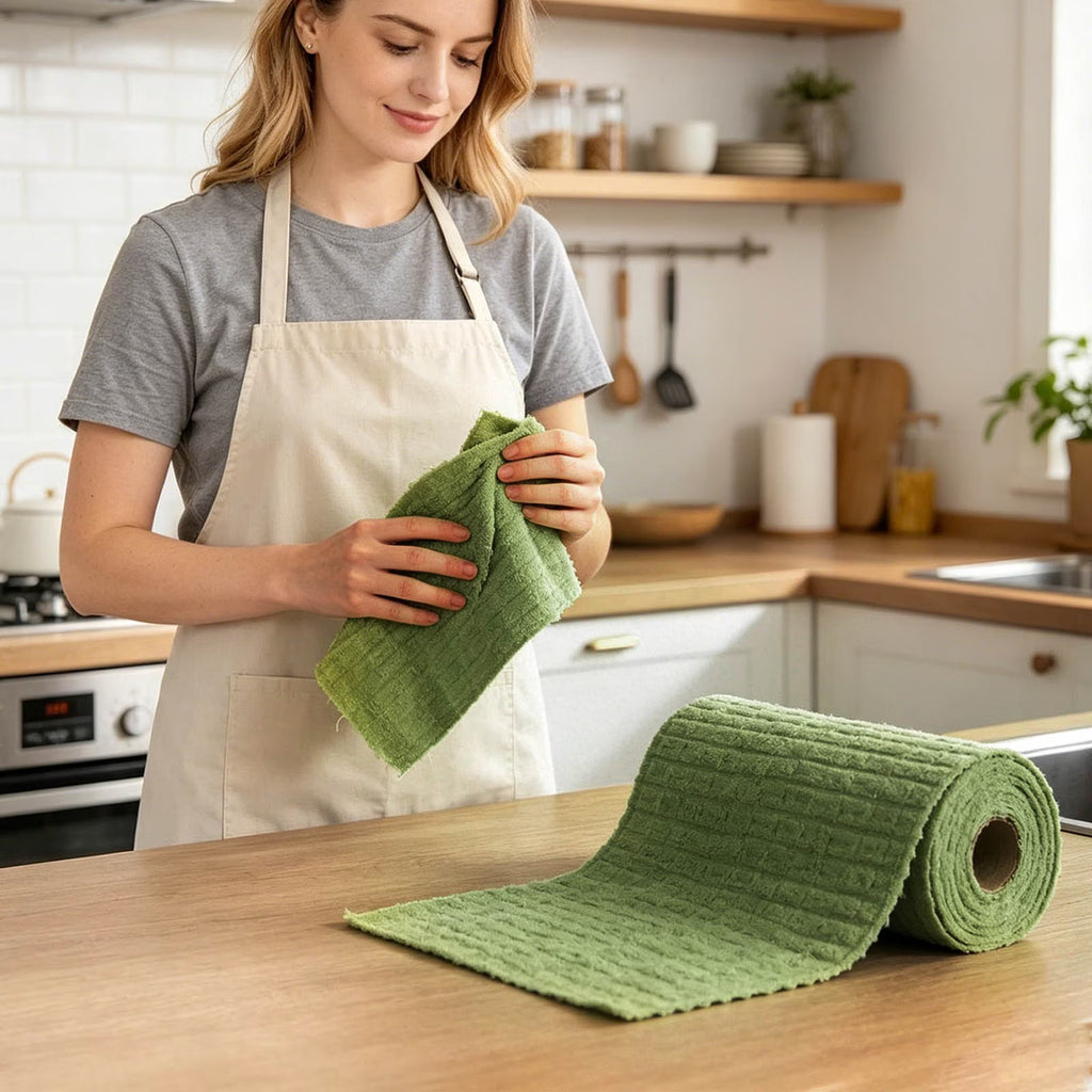 Tear Off Cleaning Cloth Roll High Absorbent Washable Cleaning Wipes Reusable Multipurpose Durable Cloth Towels for Kitchen Household Worksite